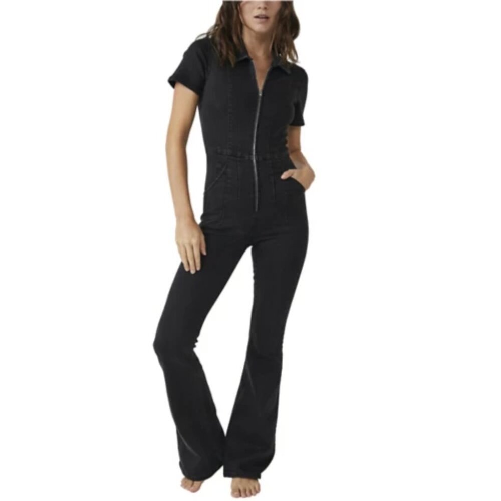 Free People Jayde Flare Jumpsuit Black